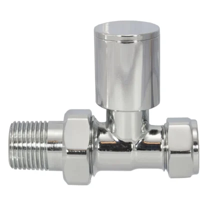 Rimini TRADE Towel Rail Radiator Valve Chrome Straight (Pair)