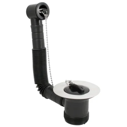 PEERLESS Sink Combination Overflow Waste Centre Screw (Plastic Body, Black Overflow Face) - Chrome
