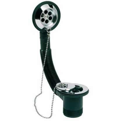 PEERLESS Bath Combination Waste Tidy Plug (Brass Face, Ball Chain) - Chrome