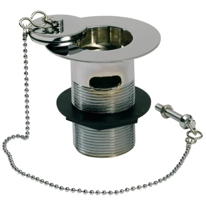 PEERLESS Sink Waste 'Belfast' Slotted (Brass Waste, Plastic Back Nut, Brass Plug, Ball Chain & Stay) - Chrome