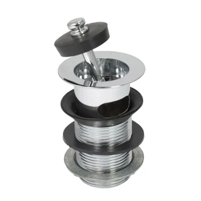 PEERLESS Basin Waste Captive Plug Slotted (Brass Body, Poly Plug, Metal Backnut) - Chrome