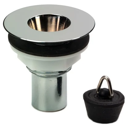 PEERLESS Caravan Waste 3/4" Solid 48mm Tail Flange (Plastic Back Nut, Poly Plug) - Chrome