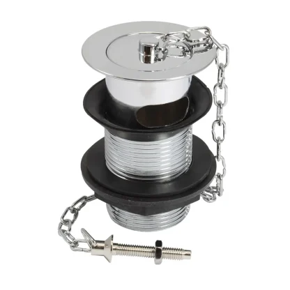 PEERLESS Basin Waste Slotted (Brass Body, Plastic Back Nut, Brass Plug with brazed link chain) - Chrome