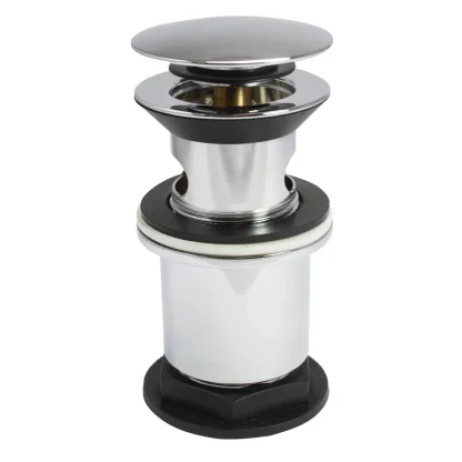 PEERLESS Basin Waste Flat Mushroom Clicker Plug Slotted (Brass Body) with CP brass shroud - Chrome