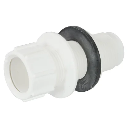 Solvent Weld Fitting Straight Tank Connector - White