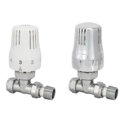 315020 heating Eden thermostatic valve straight white 15mm