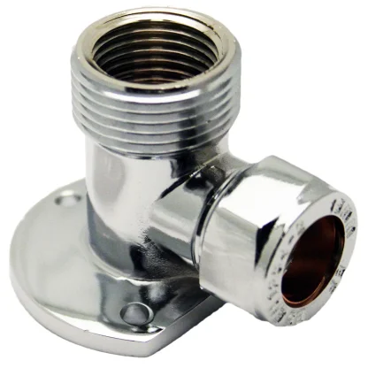 Shower Wallplate Elbow 15mm x 3/4” MI x 1/2" FI CP