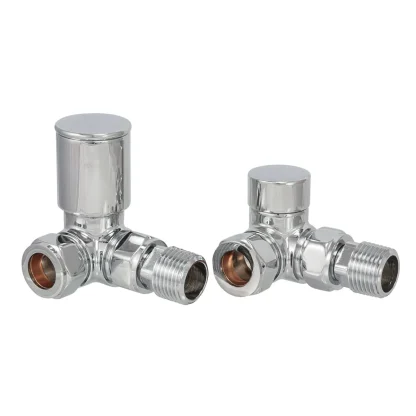 Corner Pattern Towel Rail Radiator Valve Chrome (Pair)