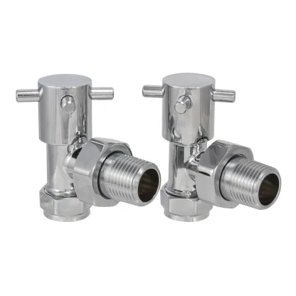 Contemporary Towel Rail Radiator Valve X-Head Chrome Angled (Pair)