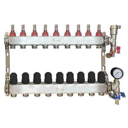 499064 Novatherm underfloor manifold stainless steel 9 circuit nmss 1f 3/4x9