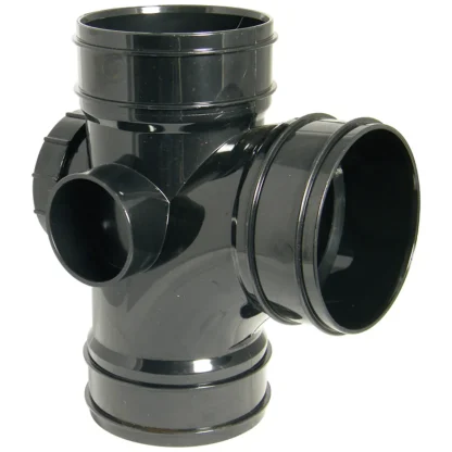 FloPlast Soil - 110mm Solvent PVC-U 92.5° Access Branch - Triple Socket - Black