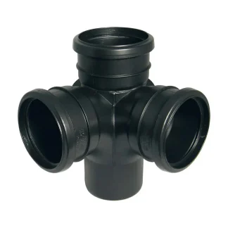 FloPlast Soil – 110mm Ring Seal PVC-U 92.5° Corner Branch – Black