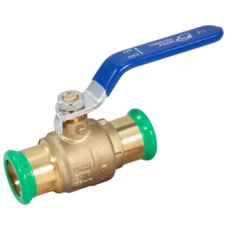 35mm Pressfit Lever Ball Valve with Blue Handle - DZR